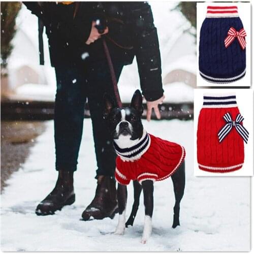 Ainolway Dog Sweater Turtleneck Pet Sweater Dog Cat Clothe with Bow Vintage Knitted Pullove Small Medium Large Dogs Cats Sweater