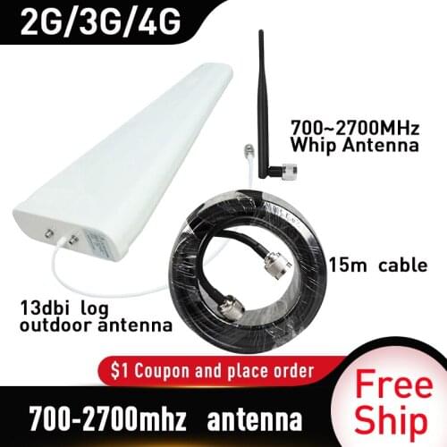 700-2700MHz 13dbi Log outdoor Antenna Full Set Signal Repeater Accessories for GSM UMTS DCS PCS 3G 4G LTE Mobile Signal Booster