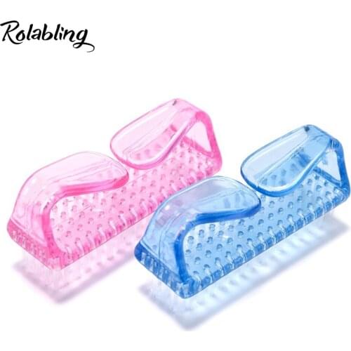 1pc Pink/Blue Nail Dust Brush Cleaning Remove Dust Powder Plastic Cleaner for Acrylic UV Gel Manicure Brush Nail Care Tool