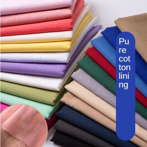 Pure Cotton Fabric100% Lining Lined with Cloth White Black Blue Solid Color Shirt Clothing DIY Brocade Sewing Dress Kids