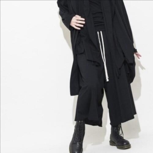 28-44 Autumn And Winter Men Casual Loose Pants Skirts Plus Size Wide Leg Pants Personality Ankle-length Pants Singer Costumes