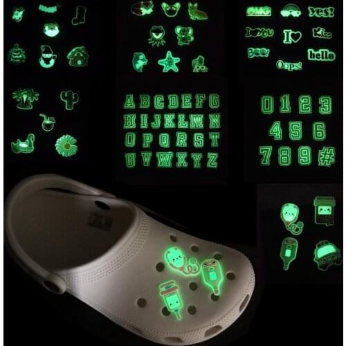 50-100pcs Glowing PVC Shoe Charms Medical Accessories Luminous Animal Ornaments Fluorescence Shoe Decorations Kids Gift