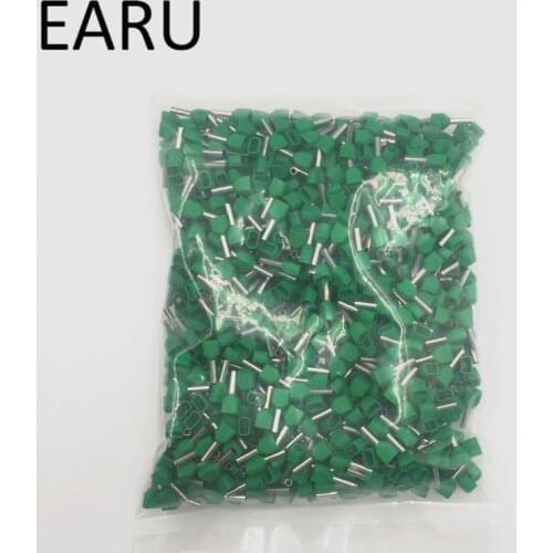 50PCS E Tube TE2513 Type Double Pipe Insulated Twin Cord Cold-press Terminal Block Connector Needle End Multicolor 2X2.5 mm2