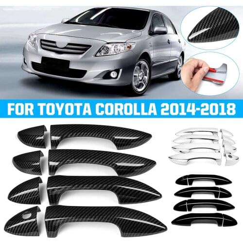 8pcs Set ABS Carbon Chrome Black 4 Door Handle Covers For Toyota Corolla 2014 2015 2016 2017 2018 Car Styling Frame Front Rear