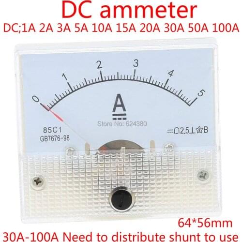 85C1 DC1A 2A 3A 5A 10A 20A 15A 30A 50A 100A Class 2.5 Accuracy Panel Mounted Analog Ammeter Ampere Meter
