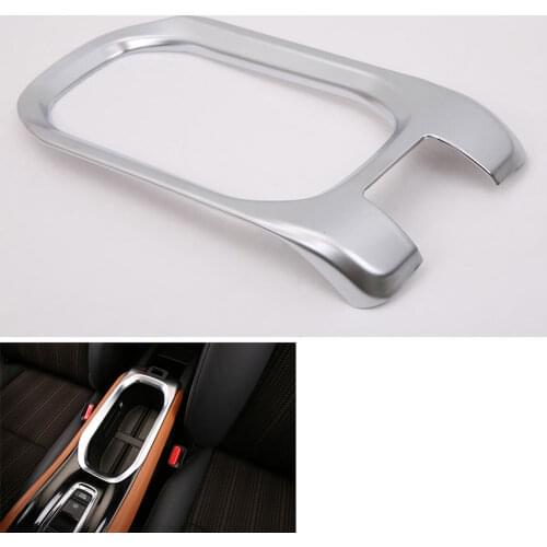 BBQ@FUKA Silver ABS Car Console Water Cup Holder Surround Decoration Frame Cover Trim Fits For Honda Vezel HR-V HRV 2014 2015
