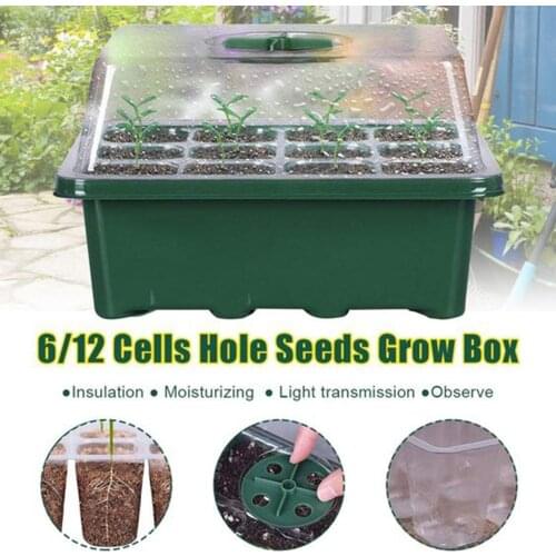 12 Hole Plant Seed Grows Box Nursery Seedling Starter Garden Yard Tray Hot Germination Propagation Clone Starter Pad Garden 2021
