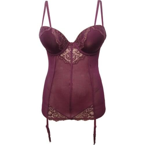 Women Bustiers & Corsets 3/4 Cup Padded Bra Sexy Lace +Elastic Mesh Cloth Underwire Underwear & Briefs 36B 38B 40B 42B K-499