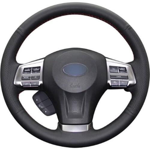 DIY Sewing-on PU Leather Steering Wheel Cover Exact Fit For Subaru Forester 13-15 Legacy 13-14 Outback 13-14 XV 13-15
