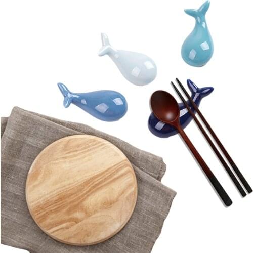 Japanese Ceramic Chopsticks Holder Creative Whale Shape Chopsticks Care Spoon Stand Rack Rest Kitchen Tableware Decoration