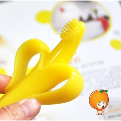 Safe Baby Teether Toys Free Banana Teething Ring Silicone Chew Dental Care Toothbrush Nursing Beads Gift For Infant Superbly