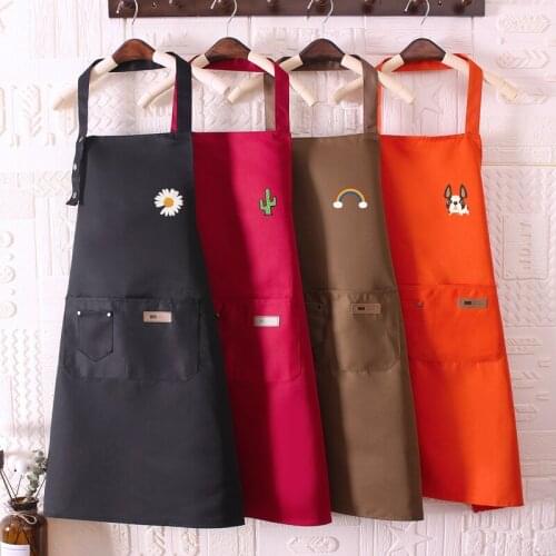 Cotton canvas apron custom printing LOGO cute fashion waist waterproof and oil-proof household kitchen work clothes