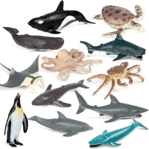 Small Size Animal Figure Collectible Toys Sea Animal Cognition Action Figures Kids Plastic Toys