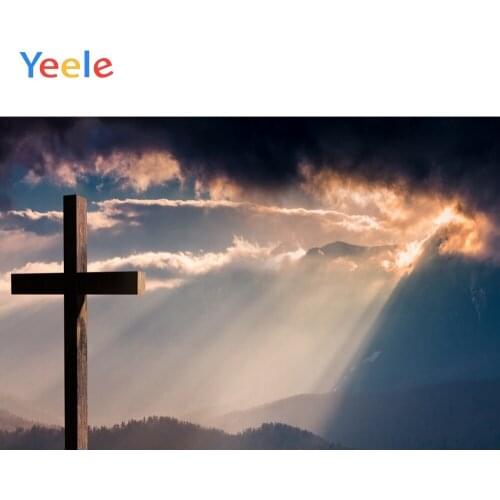 Merry Easter Cross Cloud Sunlight Mountain Home Decoration Backdrop Photography Custom Photographic Background For Photo Studio