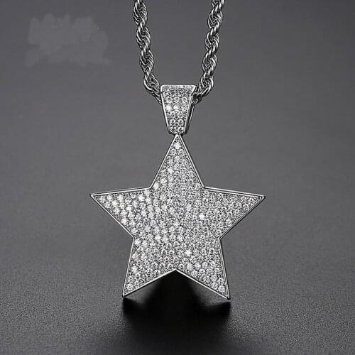 Funmode Hip Hop Cuban Link Chain Gold Color Star Pendant Charm Necklace For Men Women boucle d’oreille Wholesale FN216