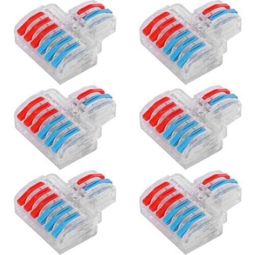 Power meter 10pcs Electrical Connectors Wire Block Quick Splice Terminal Blocks 2 Inet 6 Outlet LT-623 Transparent digital