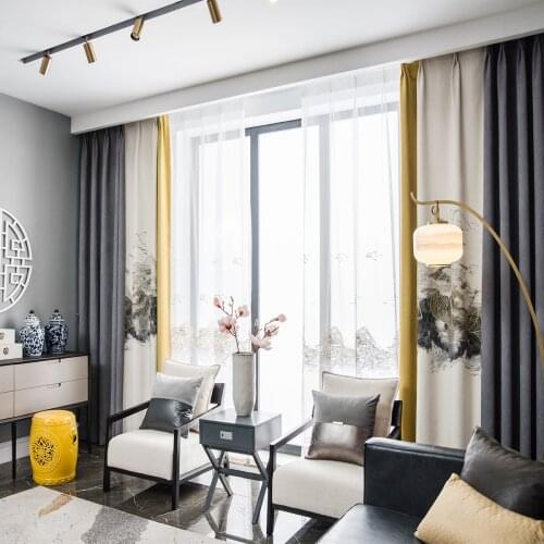 Chinese High-end Atmospheric Jacquard Blackout Curtains Chenille Chinese Curtains for Living Room Bedroom