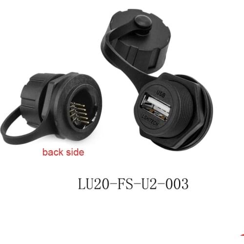 LSHITECH 1.5A Soldering M20 USB Double Waterproof IP67 Female USB2.0 Type A Socket Panel Mount USB Connector Data Adapter