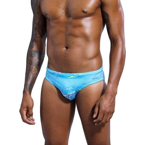 Mens Thick Printed Sexy Close-fitting Swimming Wear European and American Swimming Suits Fashion Swimming Briefs