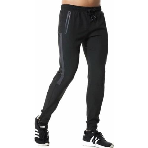 Jogging Pants For Men Breathable Sport Sweatpants With Zip Pocket Gym Training Workout Athletic Soccer Running Trousers Black