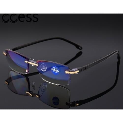 New High-end Diamond Trimming Glasses Anti Blue Light Frameless women men Glasses Reading Glasses+1.0+1.5+2.0+2.5+3.0+3.5+4.0