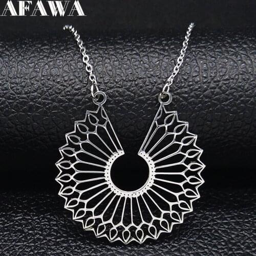 2021 Flower of Life Silver Color Boho Necklace Women Stainless Steel Necklaces & Pendants Bohemian Jewelry cadenas mujer N614S02