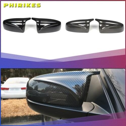 A Pair Real Carbon Fiber/ABS Mirror Cover X5 X6 Car Side Rearview Mirror Cap Cover Replacement For BMW X5 X6 E70 E71 2007-2013