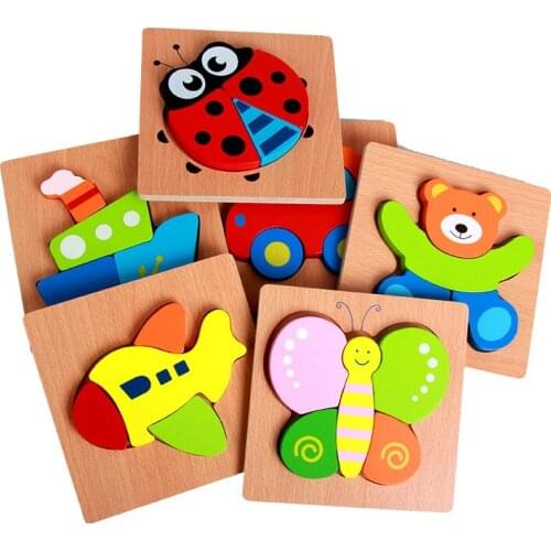 Jigsaw Toys For Children 3D Wooden Puzzle Cartoon Animal Wood 3d Puzzles Intelligence Kids Early Educational Toys for children