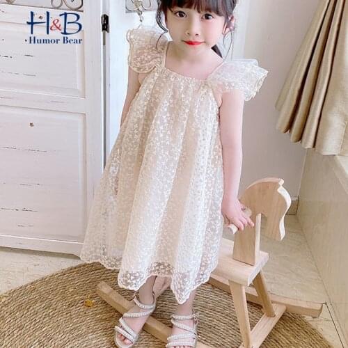 Humor Bear Girls Dress Summe 2021 New Sleelveless Mesh Backless Princess Dress Toddler Kid Clothes For 2-6Y