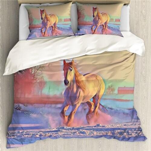 Upetstory Painting Horse Pattern Duvet Cover 3D Animal Printed Quilt Covers Bedding Sets with Pillow Cover Home Decor 3Pcs/set