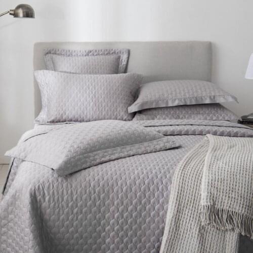 100% Cotton Quilted Bedspread Grey 3/5-Pieces Solid Color Chic Stitched Bed spread Quilted Coverlet Bed Cover Queen King size