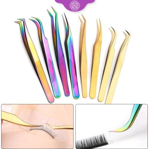 Makeup Professional Eyelashes Tweezers High Precision Stainless Steel Fan Lash Eyebrow Tweezer 3D Volume Eyelash Extension Tools