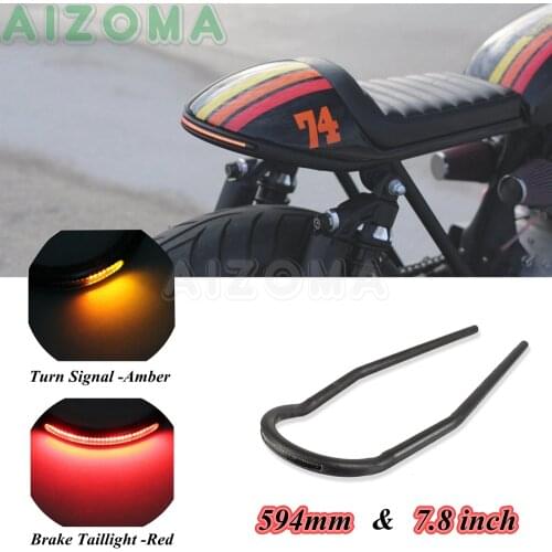 Retro Cafe Racer Seat Loop Universal LED Frame Taillight Hoop For Yamaha Ducati Honda FL CB CM CL GL VLX 125/250/350/450/500/650