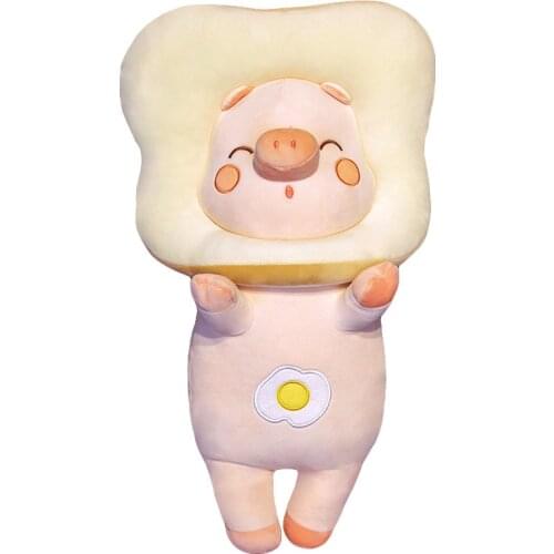 Cute toast bread piggy plush toy doll sleeping soft pillow girl doll bed doll cushion super cute childrens plush doll