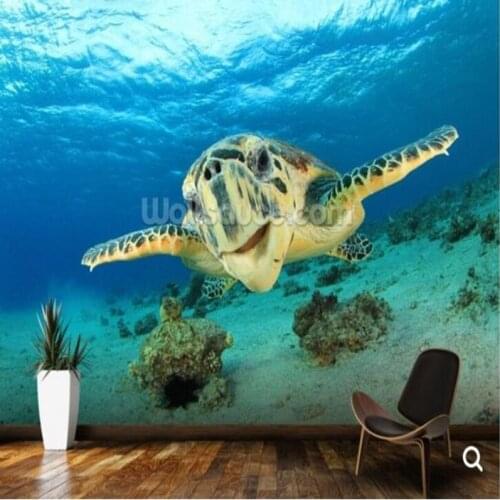 Modern photo wallpaper,Hawksbill Sea Turtle,natural landscape murals for childrens room sofa background wallpaper