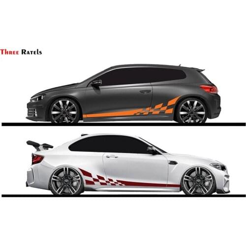 Three Ratels FD26 2pcs/pair 220x25cm Car DIY Both Sides Sticker Race Stripes Camouflage Automobiles Products Wrap Vinyl Film