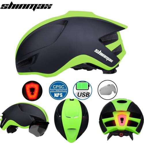 Cycling Helmet Usb Rechargeable Taillight Blue Bicycle Helmets For Men Road Bike Safety Helmet With Goggles Casco Bicicleta