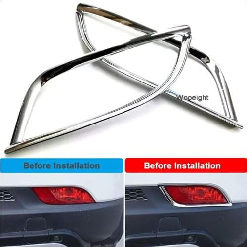 Wooeight 2Pcs Rear Fog Light Lamp Foglight Bumper Chrome Cover Trim Molding for Jeep Compass 2017 2018 Car Styling Protector