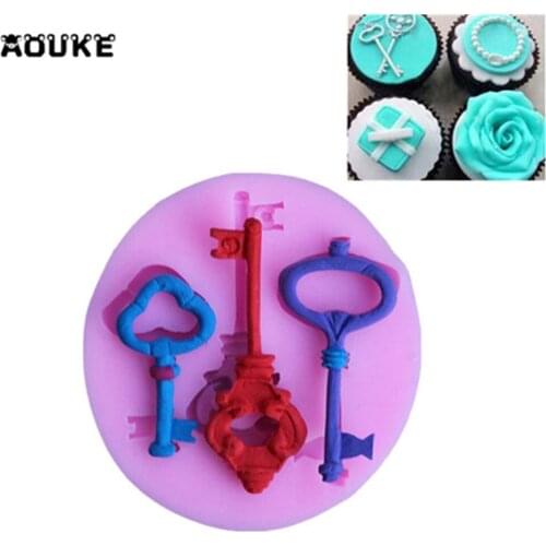 DIY Tools about Vintage Pattern Key Liquid Silicone Cake Mold/Pastry Mould/Jello Pudding/Chocolate Molds/Ice Cube/Soap Molds