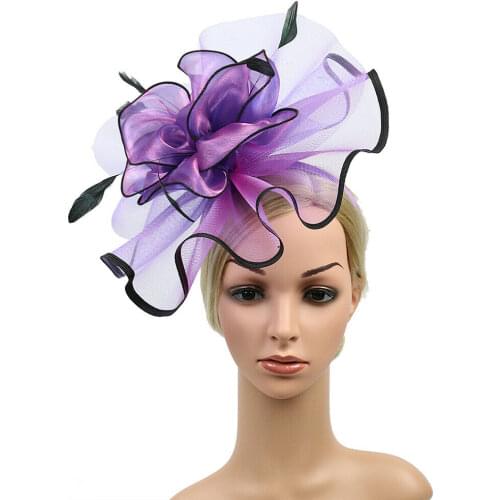 Handmade Women Feather Mesh Floral Fascinator Hat Headband Hair Clip Accessories Fedoras