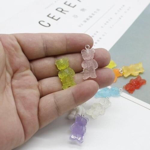 10 Cute Candy Color Bear Pendants Necklaces Bracelets Earrings Charm Jewelry DIY Discover Mobile Phone Patches Holiday Gifts