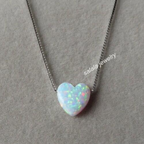 10pcs/lot 10mm Heart Opal Necklace 925 Sterling Silver Heart Opal Necklace & Pendant , Heart Fire Opal Jewelry