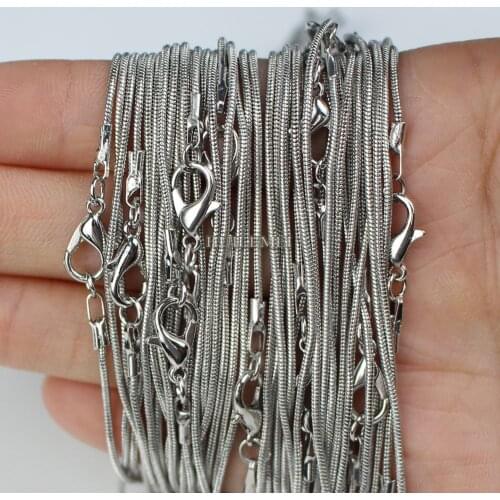 10pcs/lot White Gold Color 1.2mm Snake Chain Necklaces for Women 16" 18" 20" 24" Fashion Jewelry Necklace Chains