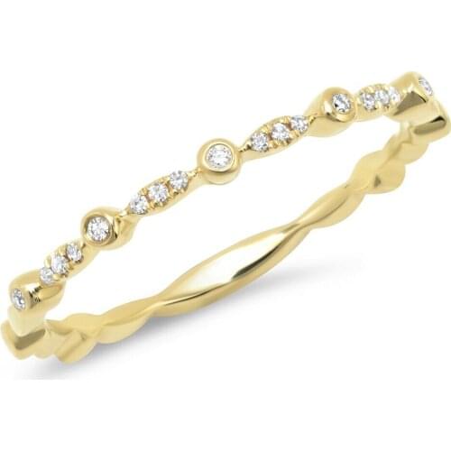 10K Yellow Gold Bezel Diamond Band Stackable Ring Womens Round Minimal
