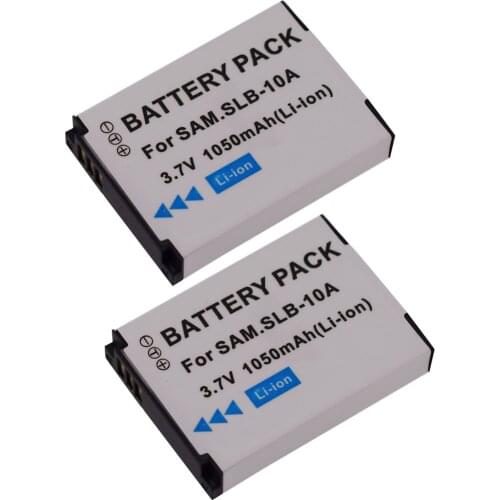 2 PACK SLB-10A Battery for Samsung EX2F WB350F WB1100F WB2100 EC-WB700ZCPSCN