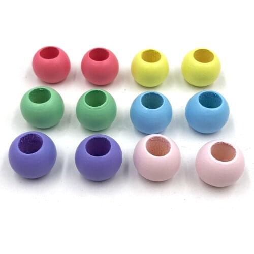 20-25mm DIY Color Ball Round Spacer Wooden Beads Lead-Free Wooden Balls Big Large Hole Wooden Beads For DIY Jewelry Making 30pcs