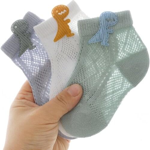 3 Pairs/Lots Baby Socks Cartoons Mesh Thin Socks Newborn Boat Socks Boneless Suture Breathable Socks Newborn Accessories