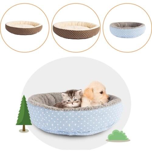 45cm Blue/coffee Large Round Pet Puppy Dog Cat Bed Cushion Breathable Mat Pad Cozy Warm Soft House Polka Dots