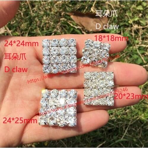 6pc/lot 18mm square crystal button with shank 24mm 12mm rhinestone square button for coat fashion button for sweaters ornaments