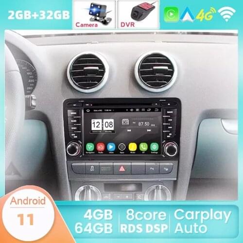 7" 4G LTE Android 11 System Navigation For Audi A3 2003-2011 RS3 Sportback Car Multimedia Player GPS Radio Stereo 4+64G Carplay